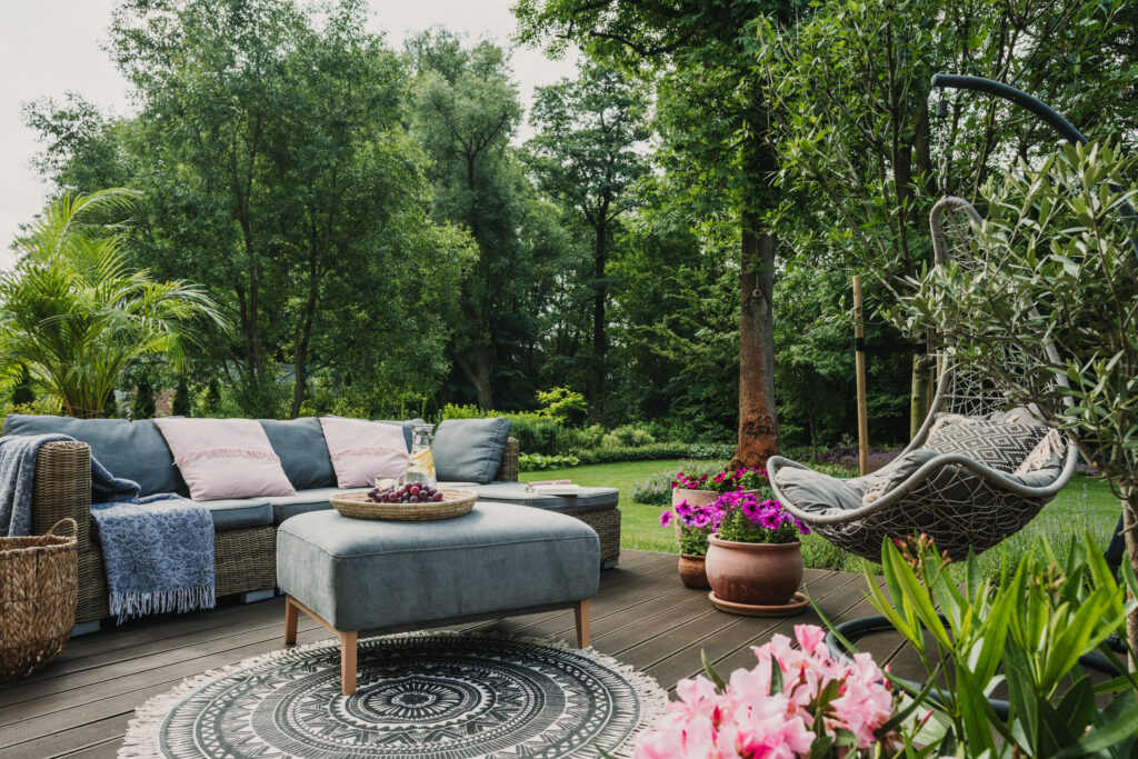 backyard seating, cozy seating