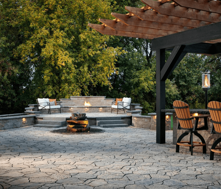 Pergola with fire pit
