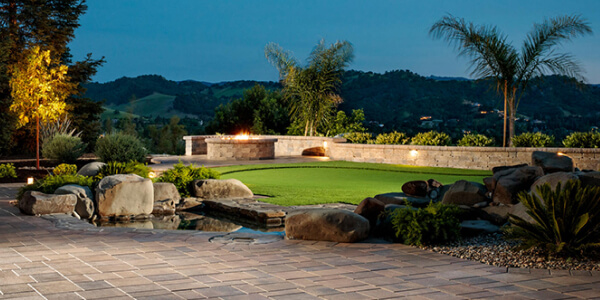 Fire pit with landscape