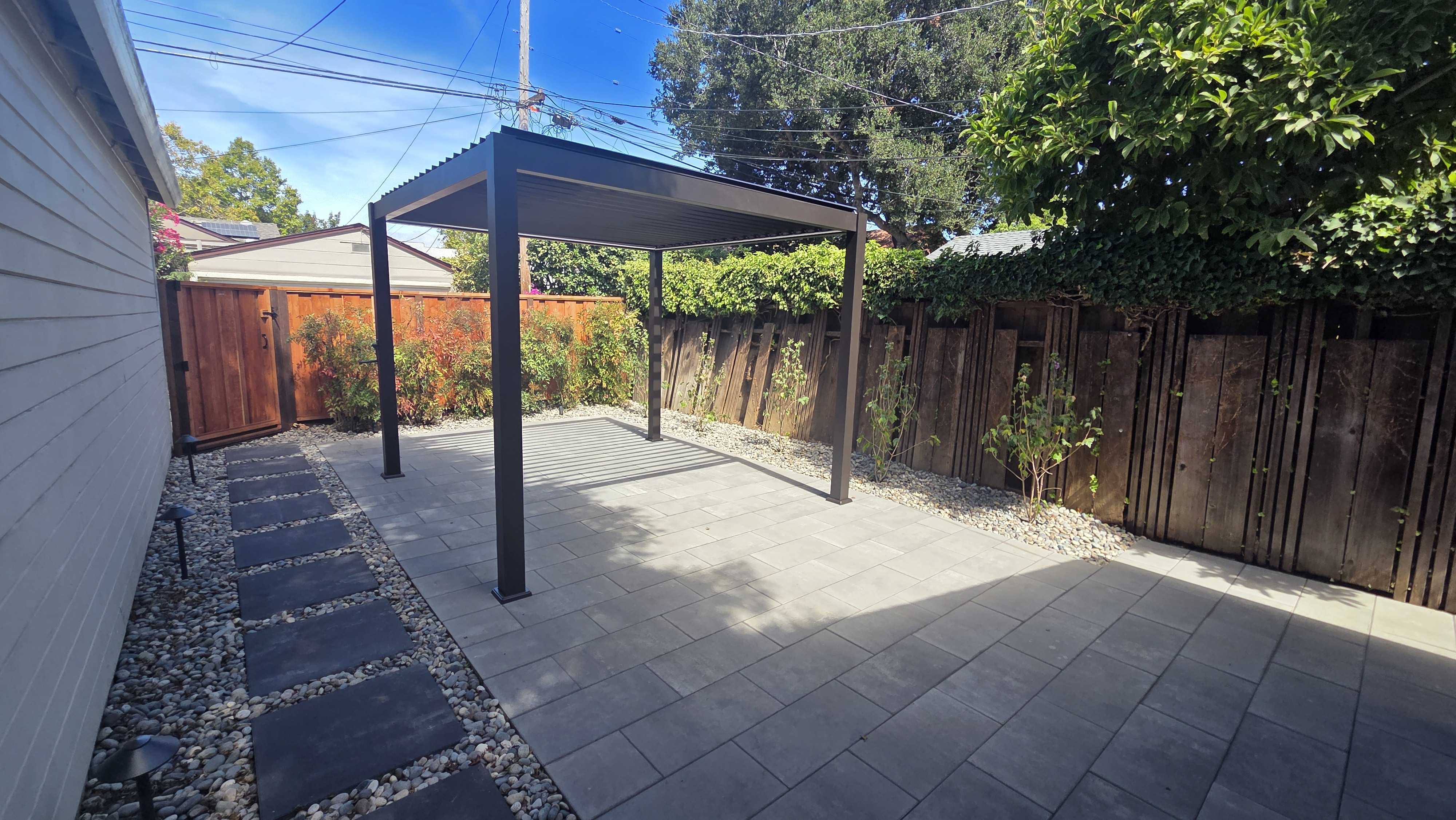 Louvered Pergola and Paver Patio in Central San Mateo