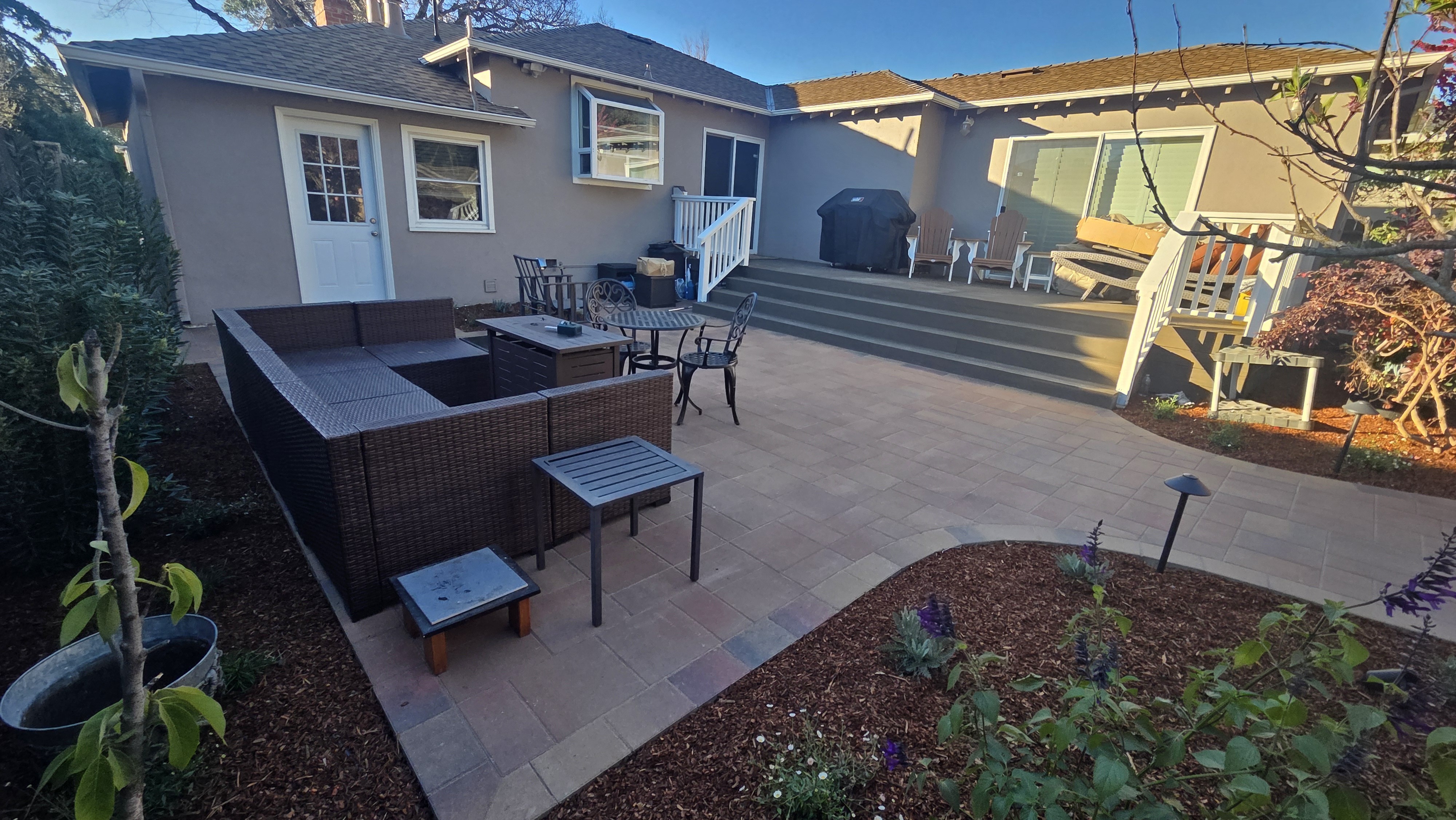 Paver Patio, Fire Pit, and Garden in San Mateo