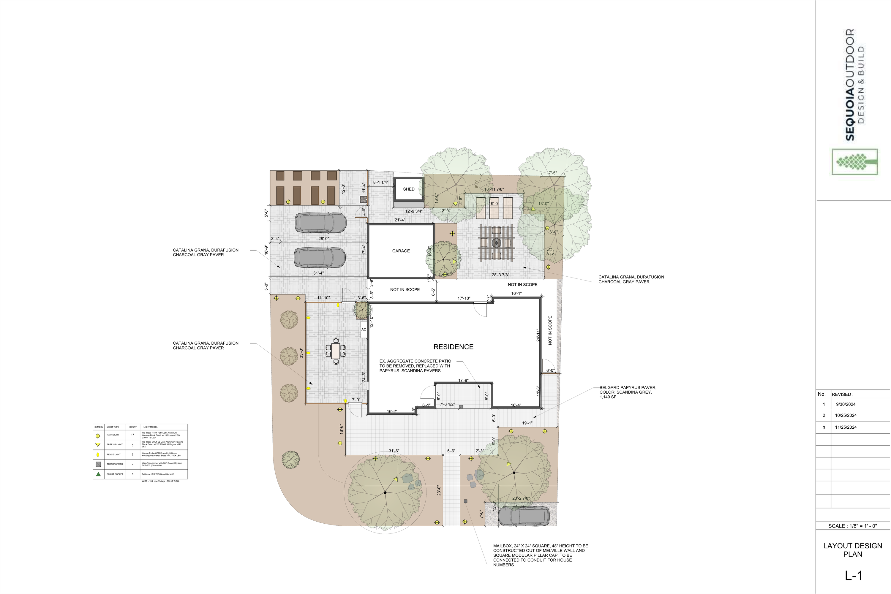 Outdoor living project in Palo Alto — design plan diagram. Sequoia Outdoor.