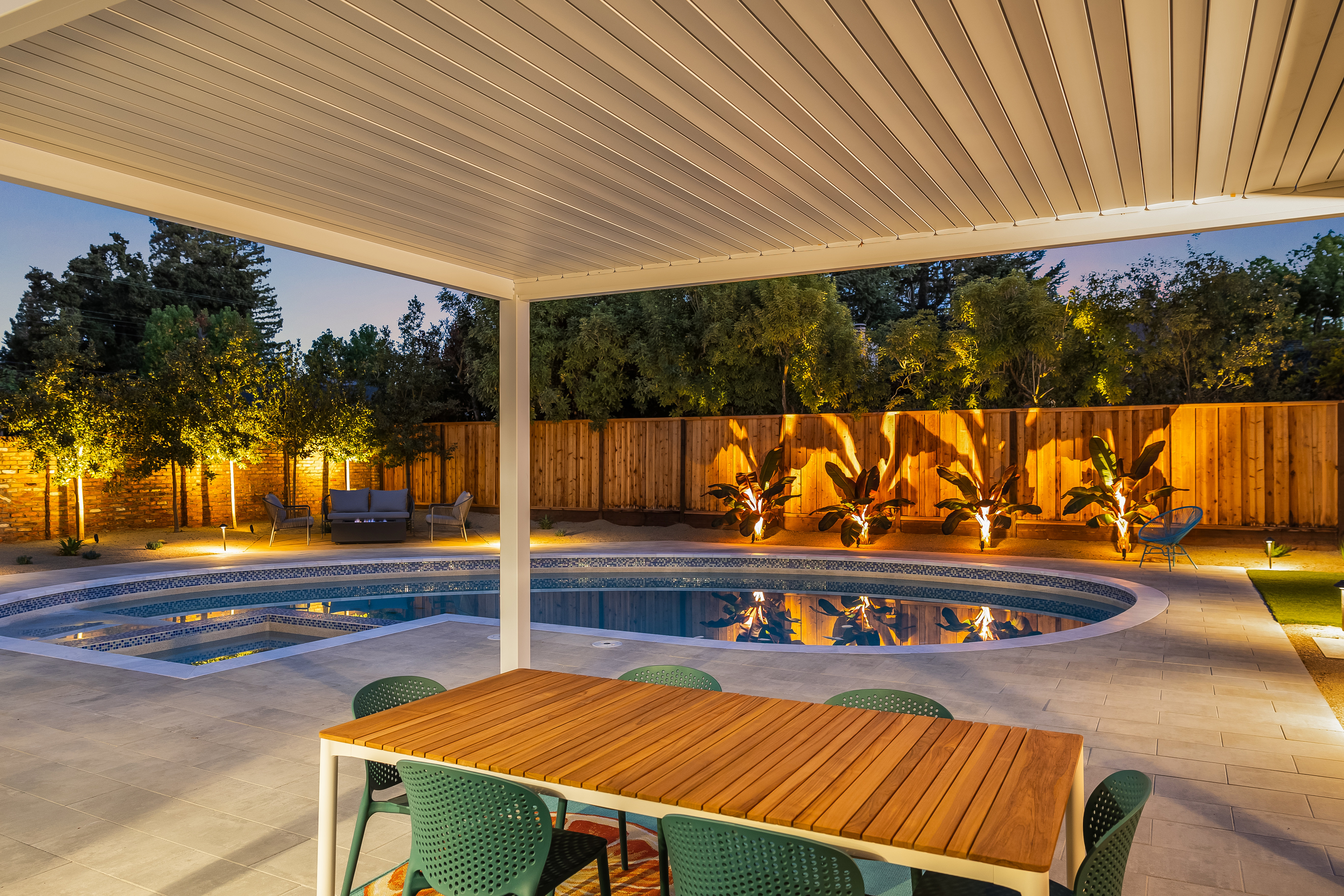 Pool Patio, Turf, and Fence Lighting in North Los Altos