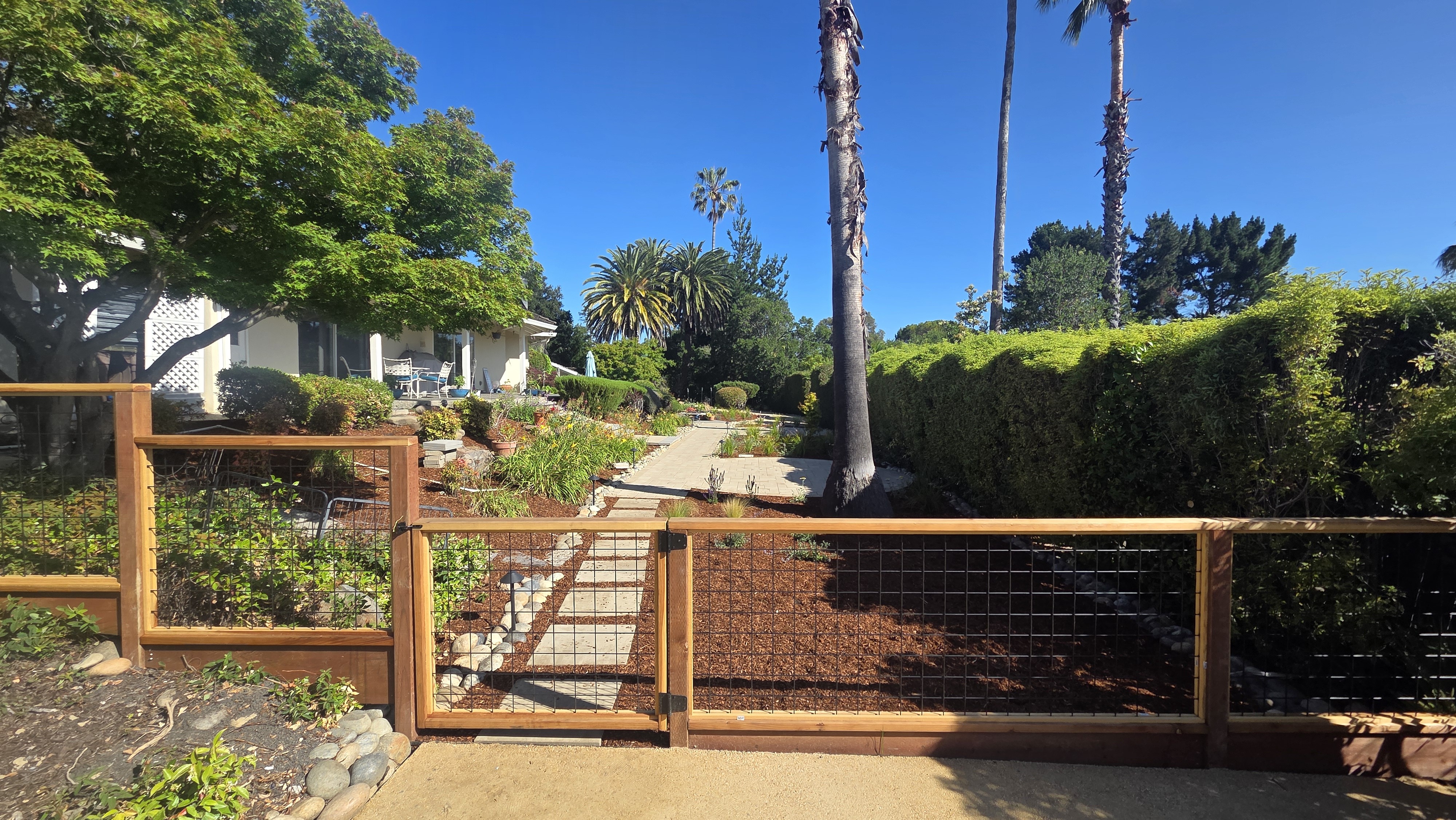 Paver Walks, River Rock, and Turf in Los Altos Hills