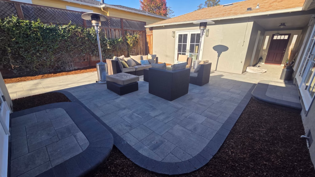 Curved Paver Patio and Side Walkway in San Mateo